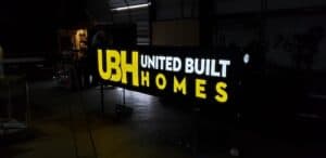 United Built homes channel letter sign